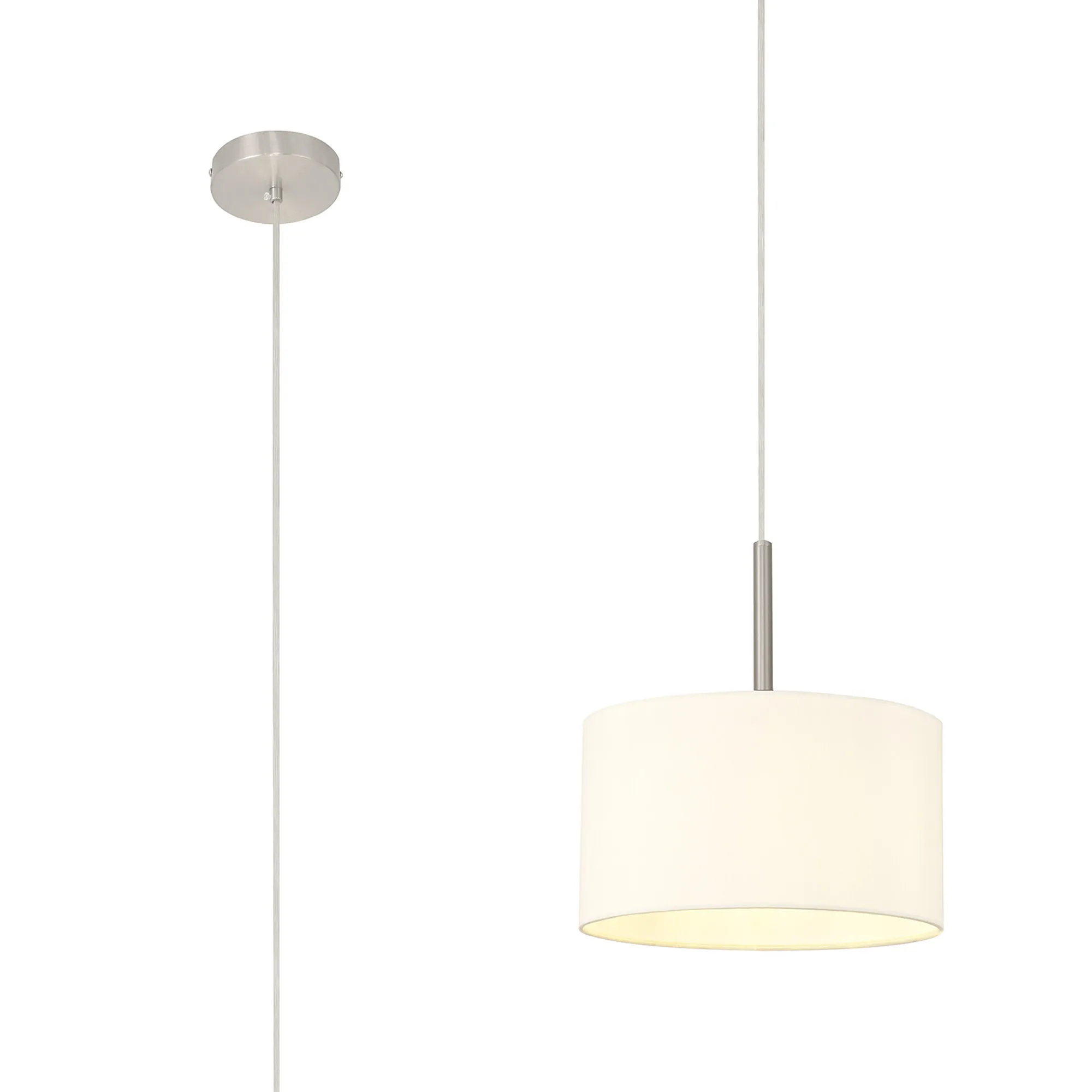 DK0279  Baymont 30cm Pendant 1 Light Satin Nickel; Ivory Pearl